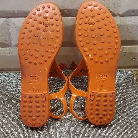SOLD!! TOD'S Pumpkin Tassled Jelly Nikel Sandals - Picture 8 of 9